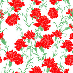 Elegance Seamless pattern with flowers carnations