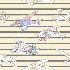 Seamless pattern with and airplane