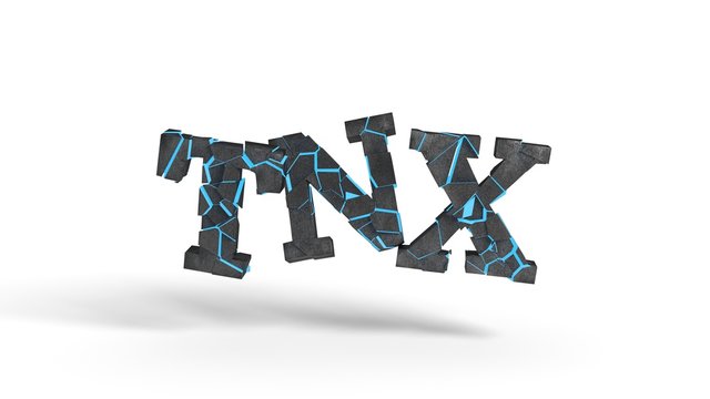 TNX fragmented writing background, 3d rendering