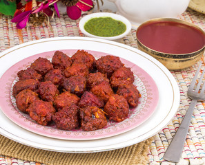 Indian Cuisine Vegetable Manchurian Also Know as Gobi Manchurian is a popular Indo Chinese Street food