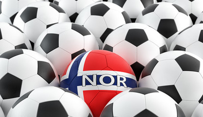 Soccer ball in Norways national colors. 3D Rendering 