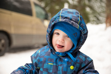 boy in the hood in winter