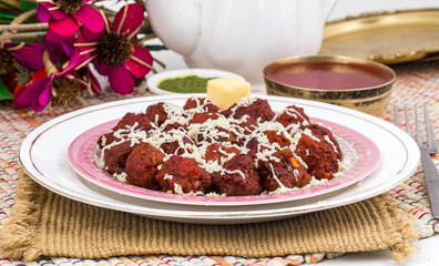 Indian Cuisine Vegetable Manchurian Also Know as Gobi Manchurian is a popular Indo Chinese Street food