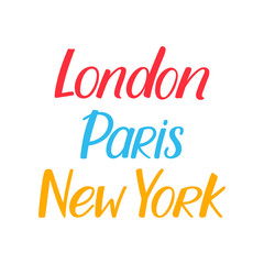 set of calligraphy towns