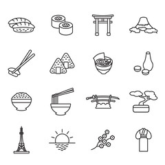 Japanese thin line icon set. Outline icons. Vector.