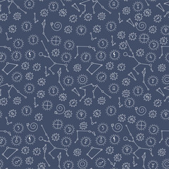Naklejka premium Seamless pattern with cosmos doodle illustrations.