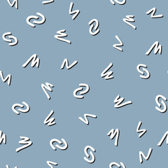 Repeated curves of scribbles. Abstract seamless pattern. Sketch, doodle. Endless print for children.