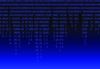 Binary code background. Streaming binary code background. Digital technology wallpaper. Cyber data, decryption and encryption. Hacker background concept. Vector illustration