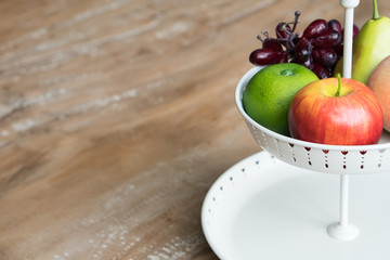 Fruit in white wire basket