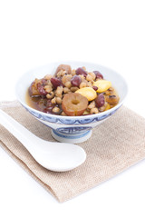 kind of Chinese dessert name taotheung in bowl isolated on white background. Dessert in the summer for healthy.