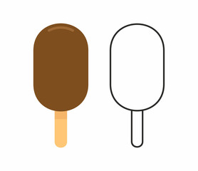 chocolate ice cream on a stick. isolated on white background