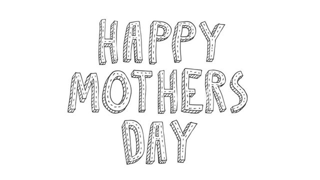 Happy Mothers Day Animated Doodle/
Animation of cute doodled love words for happy mothers day holidays celebration