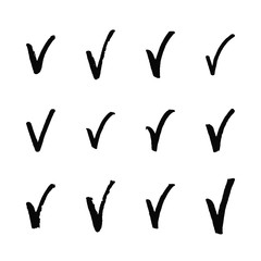 Painted check mark isolated on white background.