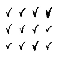 Painted check mark isolated on white background.