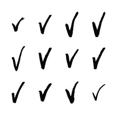 Painted check mark isolated on white background.