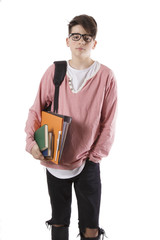 student isolated in white background