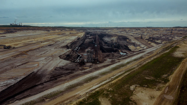 coal mining Landscape at Sunset Inden Germany RWE Haevy Power Industry