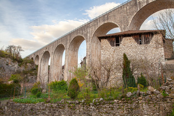Fototapeta premium Saint-Nazaire-en-Royans a small French town in the Auvergne-Rhône-Alpes region