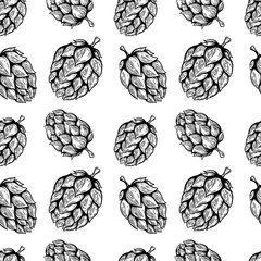 Seamless pattern with beer hop. Design element for poster, card, menu, banner.