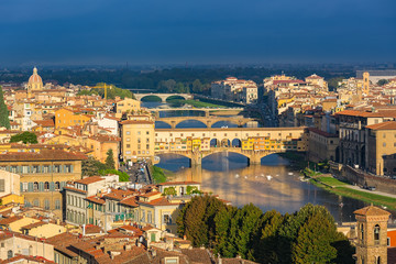 Fototapeta premium Aerial view of Florence and Arno river, Italy
