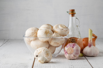 Ingredients to prepare mushroom soup