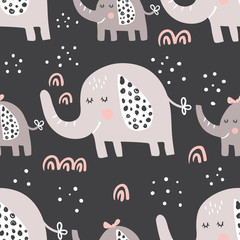 dark elephants family pattern