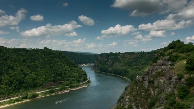 Time lapse of Loreley above the rhine valley, Rhineland-Palatinate, Germany