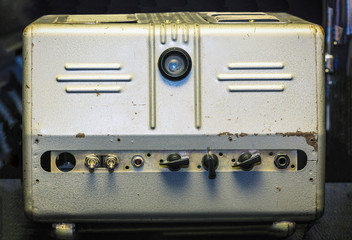 Old tube amplifier in metallic case