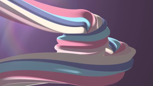 Soft colors 3D curved marshmallow rope candy seamless loop abstract shape animation background new quality universal motion dynamic animated colorful joyful video footage