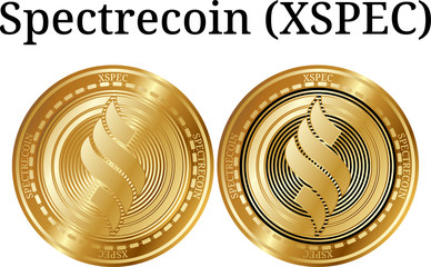 Set of physical golden coin Spectrecoin (XSPEC)