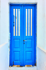 Door painted in blue