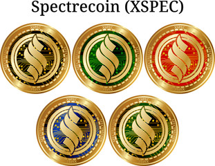 Set of physical golden coin Spectrecoin (XSPEC)