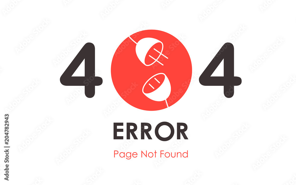 Wall mural 404 error page not found vector plug graphic background