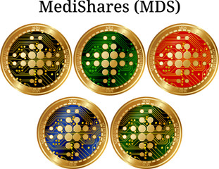 Set of physical golden coin MediShares (MDS)