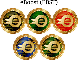 Set of physical golden coin eBoost (EBST)