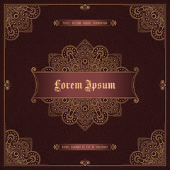 Vintage frame with hand drawn corner patterns. Greeting card, invitation or label template. Vector Illustration