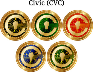 Set of physical golden coin Civic (CVC)