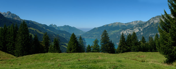 Fototapeta na wymiar Walensee viewed from Flumserberg, Swiss Alps