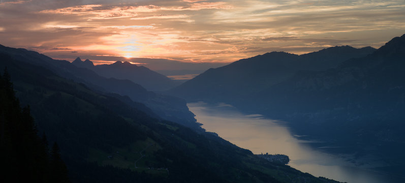 Sunset on Walensee seen from Flumserberg