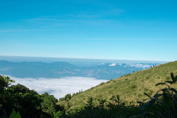Fototapeta na wymiar Mountains, sky, and mist are the perfect combination of nature.