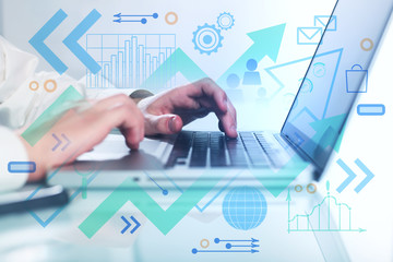 Technology, success and presentation concept