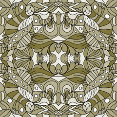 Seamless psychedelic pattern. Beautiful colorful background. Backdrop for the preview. Drawing in retrostile. Vintage image.