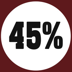 45% Percent Discount, Sale Up, Special Offer, Discount Tag.