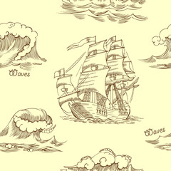 Nautical background with sailing vessels