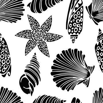 pattern of the seashells silhouettes