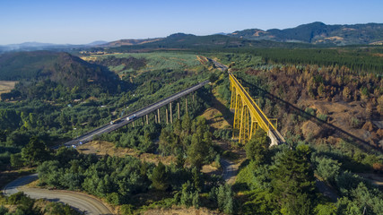 Obraz premium The Malleco viaduct is a Chilean railway bridge located on the Malleco River, in the city of Collipulli, Araucanía Region. With its 102 meters high, it is the second highest bridge in Chile