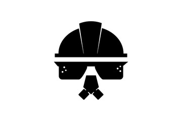 Individual protection means . Helmet, helmet, goggles. worker security icon. A simple psihselnaya illustration for the Internet design. Vector