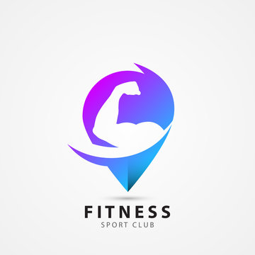 Gym symbol. Fitness sport club. Modern design. Vector