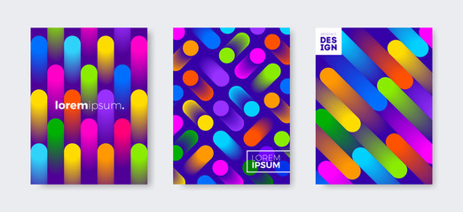 Set of cover design with abstract multicolored gradient shapes. Vector illustration template. Universal abstract design for covers, flyers, banners, greeting card, booklet and brochure.