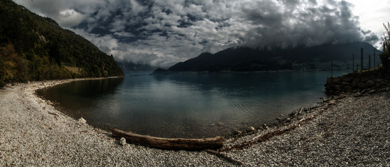 Dark Water: Walensee shot on a stormy day from Quinten